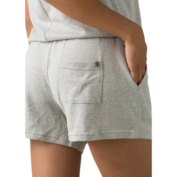 Prana Sylvie Romper Grey and White Stripe Women's Size Medium - Picture 6 of 7